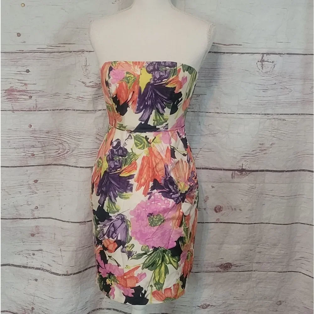 J. Crew Ella Garden‎ Floral Strapless Dress Size 00 NWT